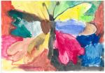 obraz z kolorowym motylem malowany farbami