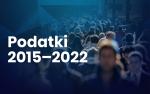 Tłum ludzi w tle i napis Podatki 2015-2022