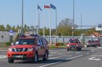 Strażackie samochody na przejściu granicznym